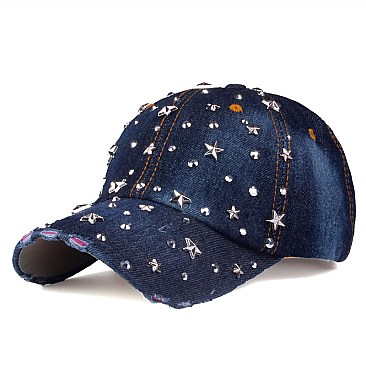 New BEEDEN STUDS DAMAGE CAP Denim